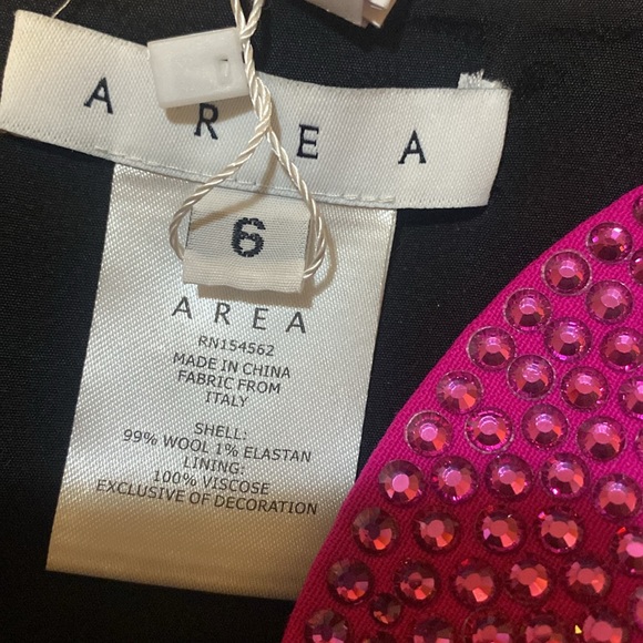 AREA Embellished Stretch Wool Heart Crop Top Fuchisia - Picture 5 of 9